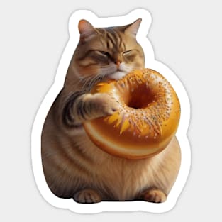 CUTE FAT CAT DONUT Sticker